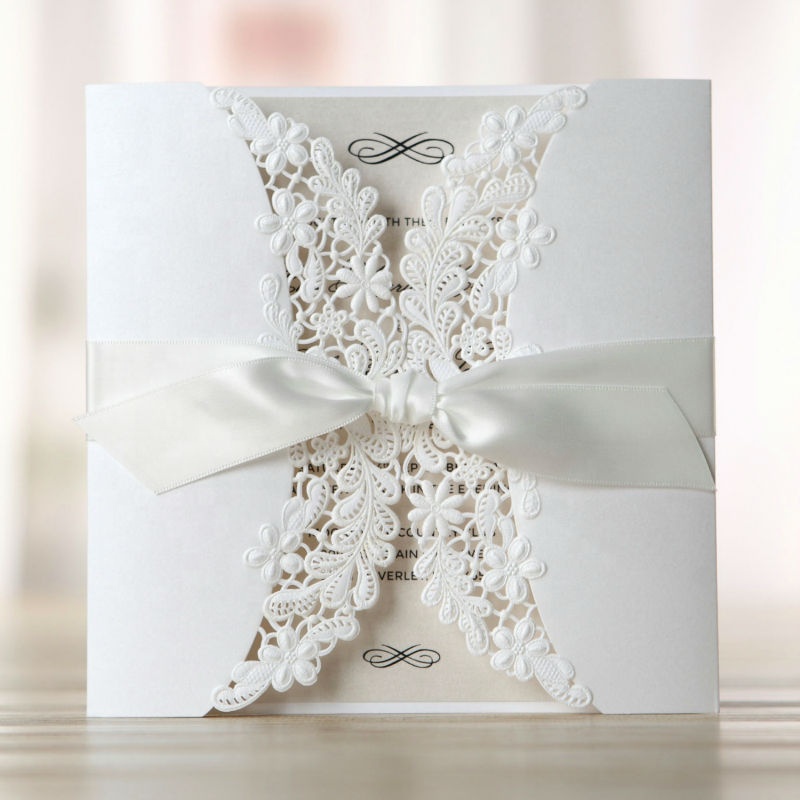 New fashion design invitation card with ribbon for wedding/baby naming ceremony/anniversary banquet