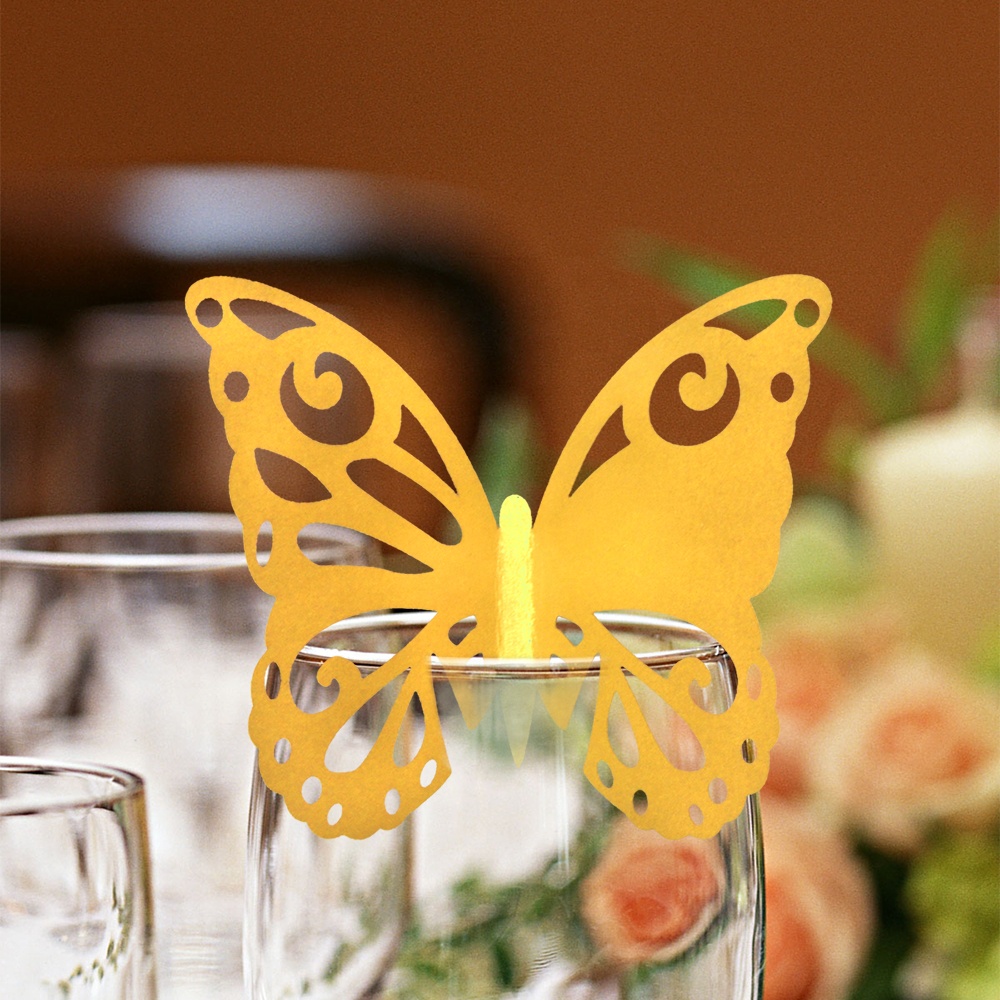 Butterfly Table Number Place Card Name Card Wine Glass Cup Decoration Wall Decals for Wedding Party Favor Decor